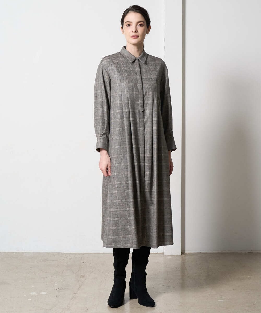 PREAD31720 CHRISTIAN AUJARD(クリスチャン・オジャール) グレンチェックワンピース ブラウン系