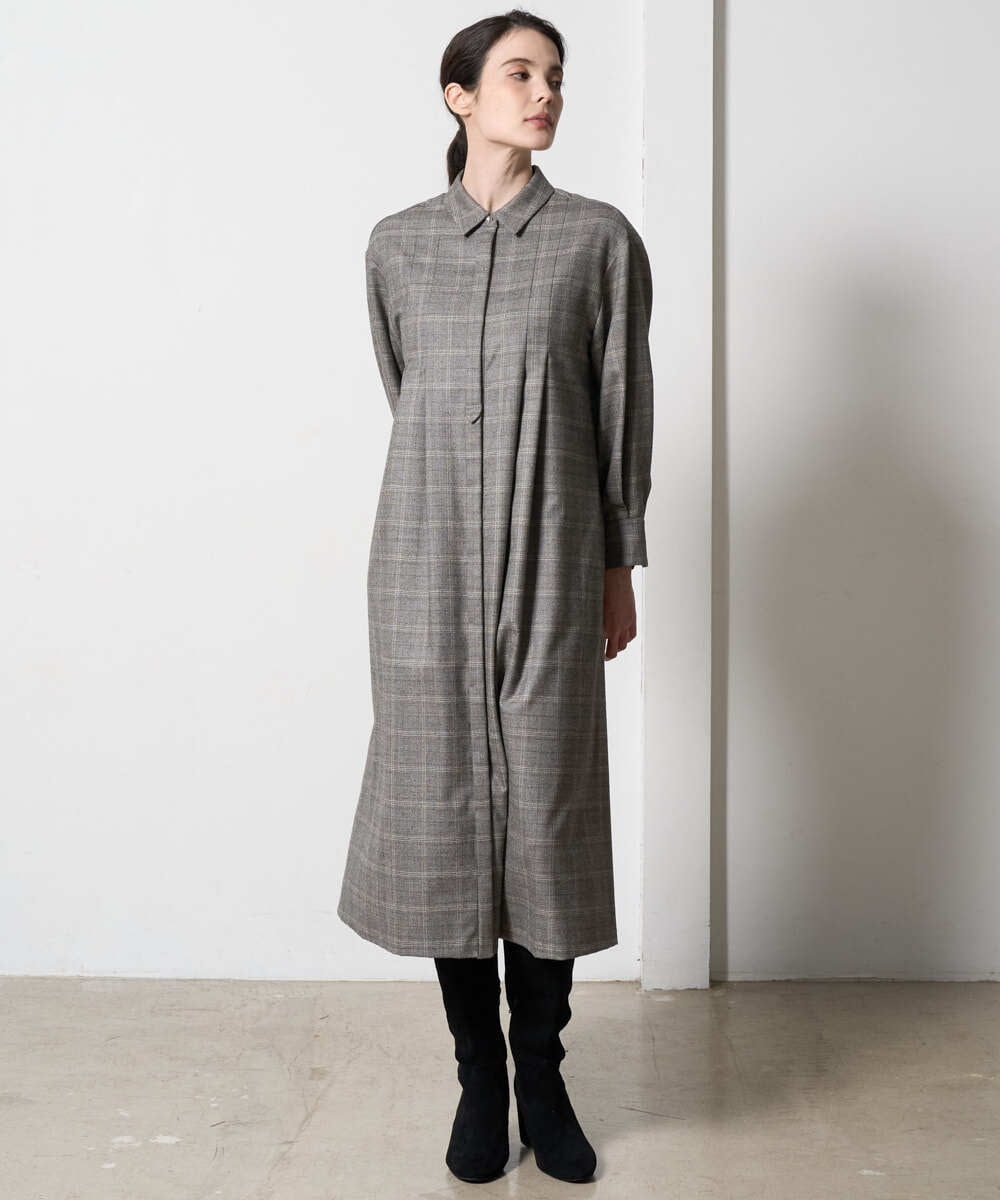 PREAD31720 CHRISTIAN AUJARD(クリスチャン・オジャール) グレンチェックワンピース ブラウン系