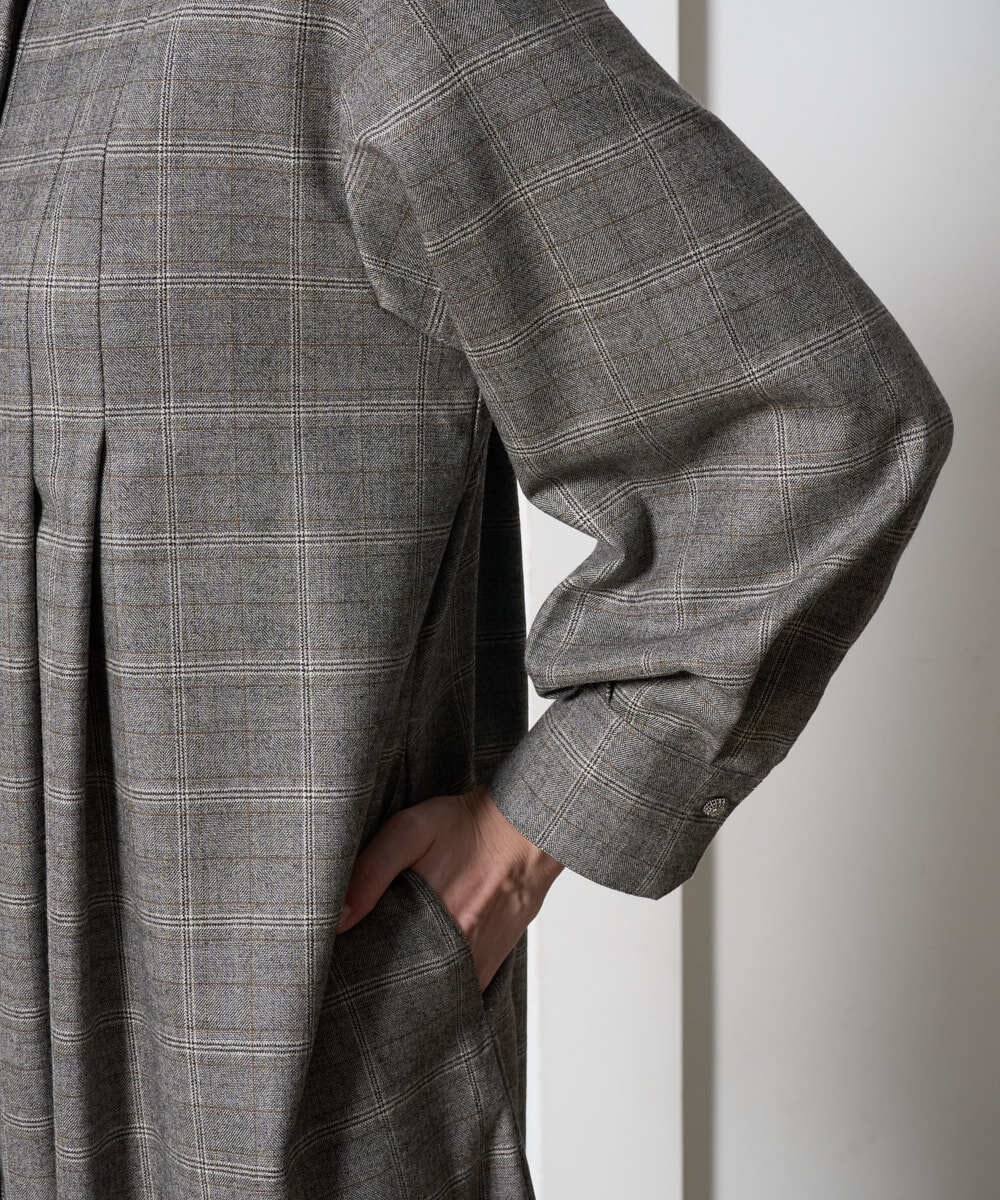 PREAD31720 CHRISTIAN AUJARD(クリスチャン・オジャール) グレンチェックワンピース ブラウン系