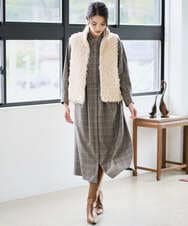 PREAD31720 CHRISTIAN AUJARD(クリスチャン・オジャール) グレンチェックワンピース ブラウン系