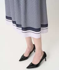 PRECD04690 CHRISTIAN AUJARD(クリスチャン・オジャール) 棒タイ付プリントワンピース ネイビー系