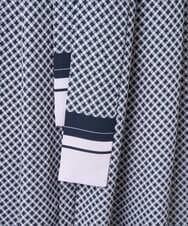 PRECD04690 CHRISTIAN AUJARD(クリスチャン・オジャール) 棒タイ付プリントワンピース ネイビー系