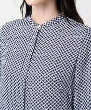 PRECD04690 CHRISTIAN AUJARD(クリスチャン・オジャール) 棒タイ付プリントワンピース ネイビー系