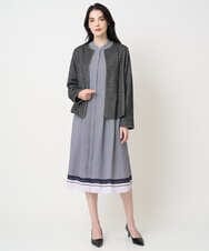 PRECD04690 CHRISTIAN AUJARD(クリスチャン・オジャール) 棒タイ付プリントワンピース ネイビー系