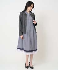 PRECD04690 CHRISTIAN AUJARD(クリスチャン・オジャール) 棒タイ付プリントワンピース ネイビー系