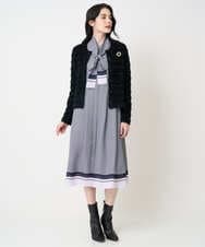 PRECD04690 CHRISTIAN AUJARD(クリスチャン・オジャール) 棒タイ付プリントワンピース ネイビー系