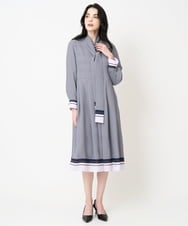 PRECD04690 CHRISTIAN AUJARD(クリスチャン・オジャール) 棒タイ付プリントワンピース ネイビー系