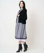 PRECD04690 CHRISTIAN AUJARD(クリスチャン・オジャール) 棒タイ付プリントワンピース ネイビー系