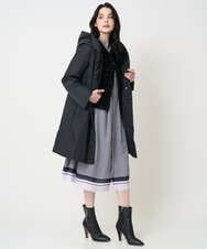 PRECD04690 CHRISTIAN AUJARD(クリスチャン・オジャール) 棒タイ付プリントワンピース ネイビー系