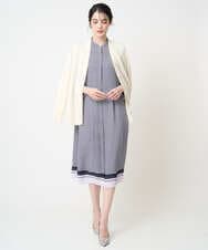 PRECD04690 CHRISTIAN AUJARD(クリスチャン・オジャール) 棒タイ付プリントワンピース ネイビー系