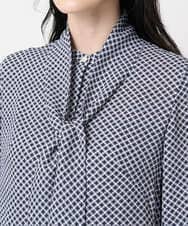 PRECD04690 CHRISTIAN AUJARD(クリスチャン・オジャール) 棒タイ付プリントワンピース ネイビー系