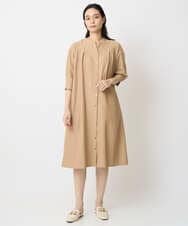 PREGA45500 CHRISTIAN AUJARD(クリスチャン・オジャール) タックデザインワンピース ライトブラウンB