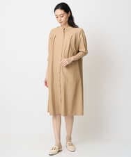 PREGA45500 CHRISTIAN AUJARD(クリスチャン・オジャール) タックデザインワンピース ライトブラウンB