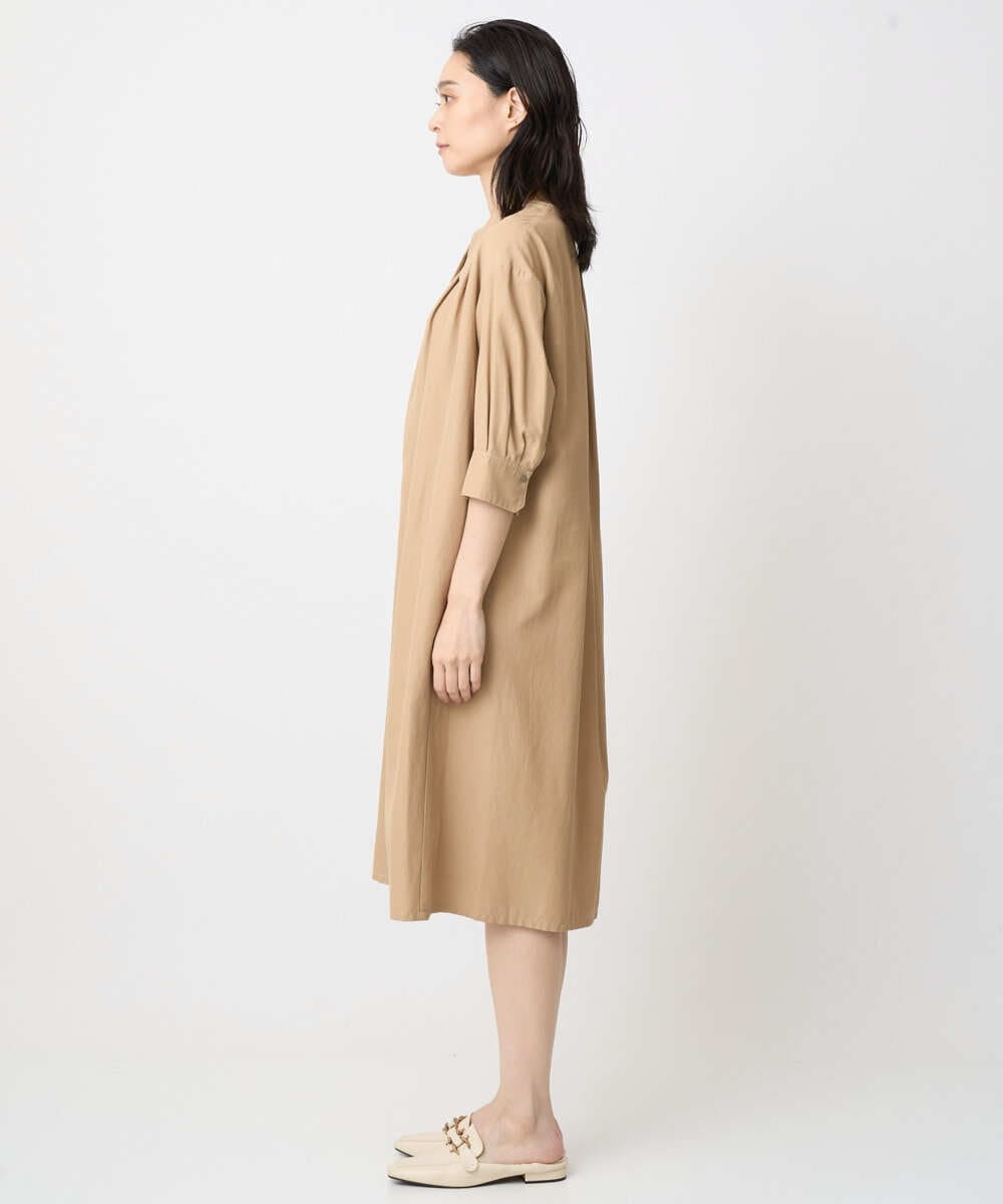 PREGA45500 CHRISTIAN AUJARD(クリスチャン・オジャール) タックデザインワンピース ライトブラウンB