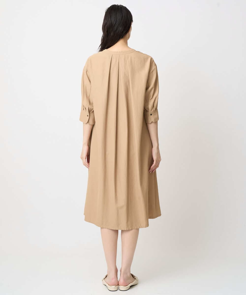 PREGA45500 CHRISTIAN AUJARD(クリスチャン・オジャール) タックデザインワンピース ライトブラウンB