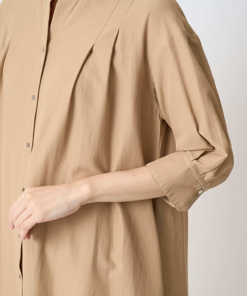 PREGA45500 CHRISTIAN AUJARD(クリスチャン・オジャール) タックデザインワンピース ライトブラウンB