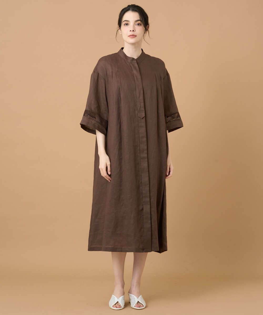PREGD52590 CHRISTIAN AUJARD(クリスチャン・オジャール) リネンクロスワンピース ブラウン