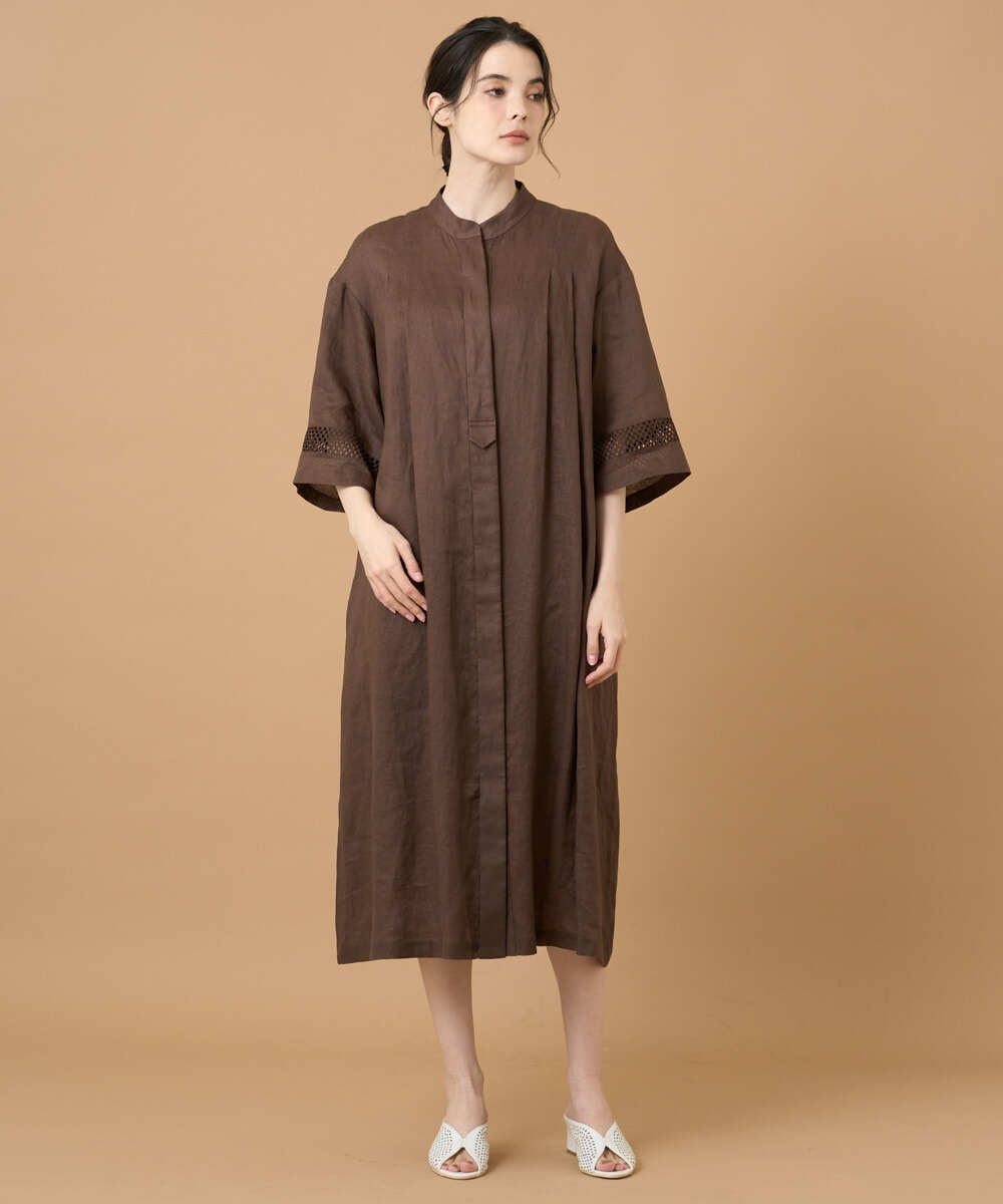 PREGD52590 CHRISTIAN AUJARD(クリスチャン・オジャール) リネンクロスワンピース ブラウン