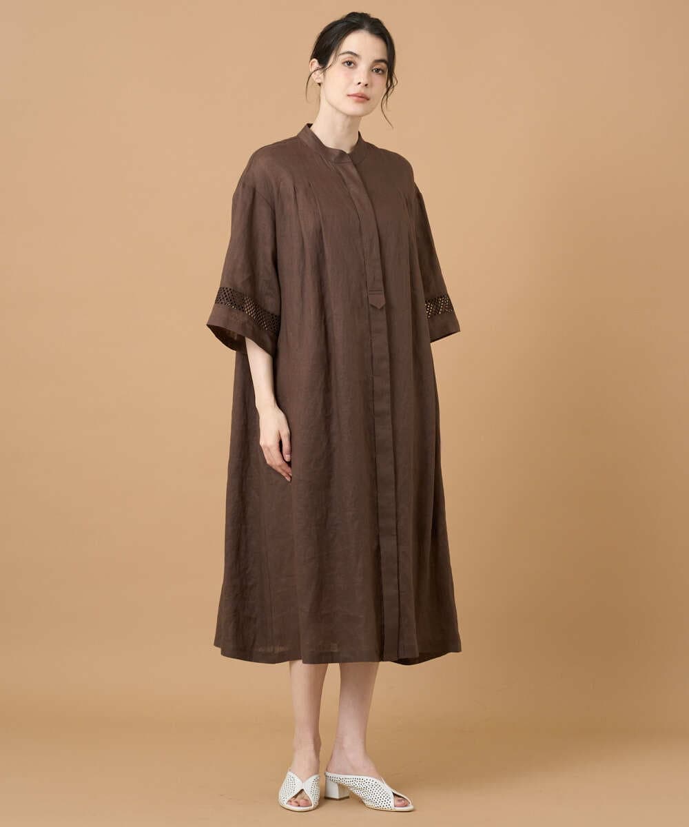 PREGD52590 CHRISTIAN AUJARD(クリスチャン・オジャール) リネンクロスワンピース ブラウン