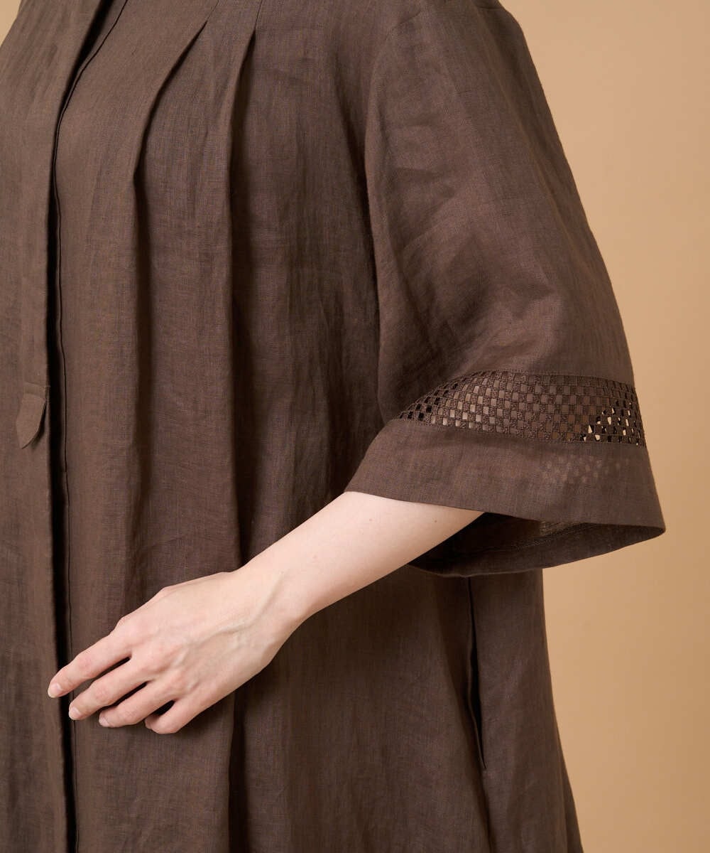 PREGD52590 CHRISTIAN AUJARD(クリスチャン・オジャール) リネンクロスワンピース ブラウン