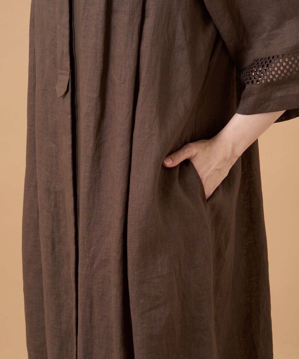PREGD52590 CHRISTIAN AUJARD(クリスチャン・オジャール) リネンクロスワンピース ブラウン