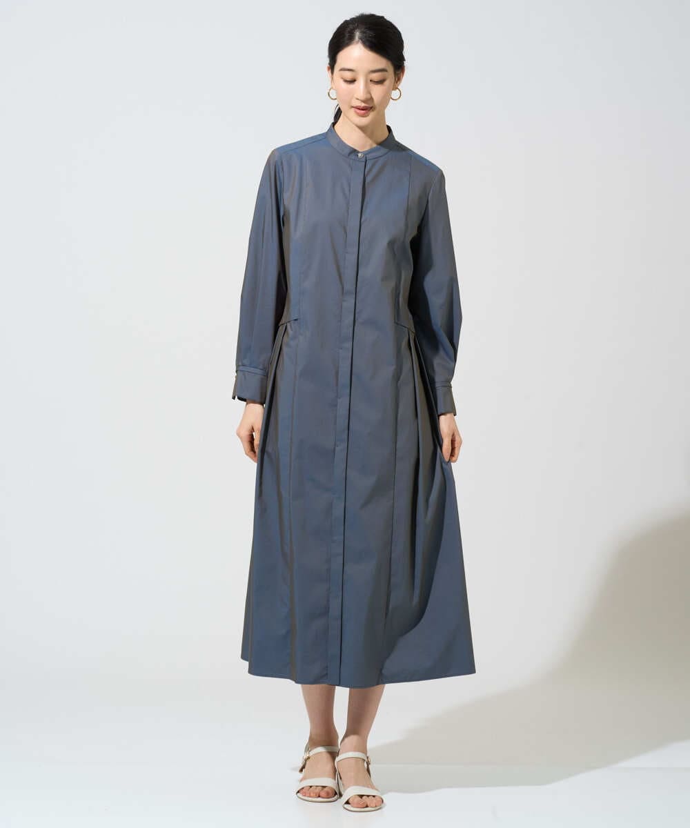 PREGE05620 CHRISTIAN AUJARD(クリスチャン・オジャール) バンドカラーシャツワンピース ブルー