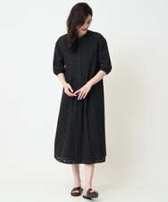 PREHB20790 CHRISTIAN AUJARD(クリスチャン・オジャール) アイレットリーフ刺繍ワンピース ブラック