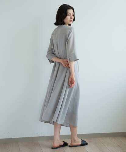 PREHE30520 CHRISTIAN AUJARD バンドカラーシアーワンピース