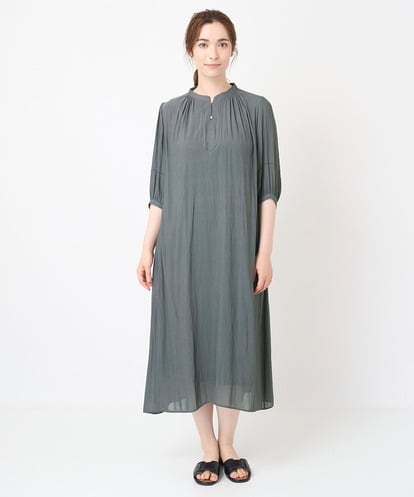 PREHW35490 CHRISTIAN AUJARD [接触冷感･ドライタッチ]ギャザーデザインワンピース