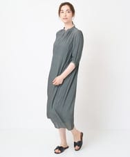 PREHW35490 CHRISTIAN AUJARD(クリスチャン・オジャール) [接触冷感･ドライタッチ]ギャザーデザインワンピース カーキ