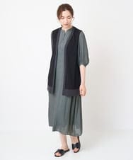 PREHW35490 CHRISTIAN AUJARD(クリスチャン・オジャール) [接触冷感･ドライタッチ]ギャザーデザインワンピース カーキ