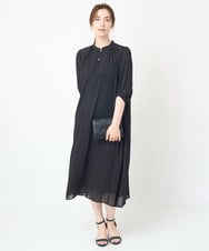 PREHW35490 CHRISTIAN AUJARD(クリスチャン・オジャール) [接触冷感･ドライタッチ]ギャザーデザインワンピース ブラック