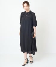PREHW35490 CHRISTIAN AUJARD(クリスチャン・オジャール) [接触冷感･ドライタッチ]ギャザーデザインワンピース ブラック