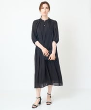 PREHW35490 CHRISTIAN AUJARD(クリスチャン・オジャール) [接触冷感･ドライタッチ]ギャザーデザインワンピース ブラック