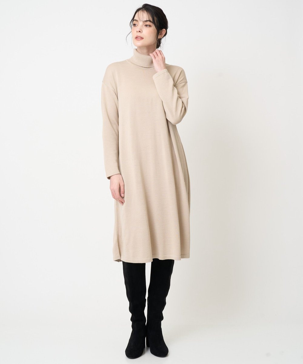 PRFAB51490 CHRISTIAN AUJARD(クリスチャン・オジャール) タートルネックニットワンピース ベージュ