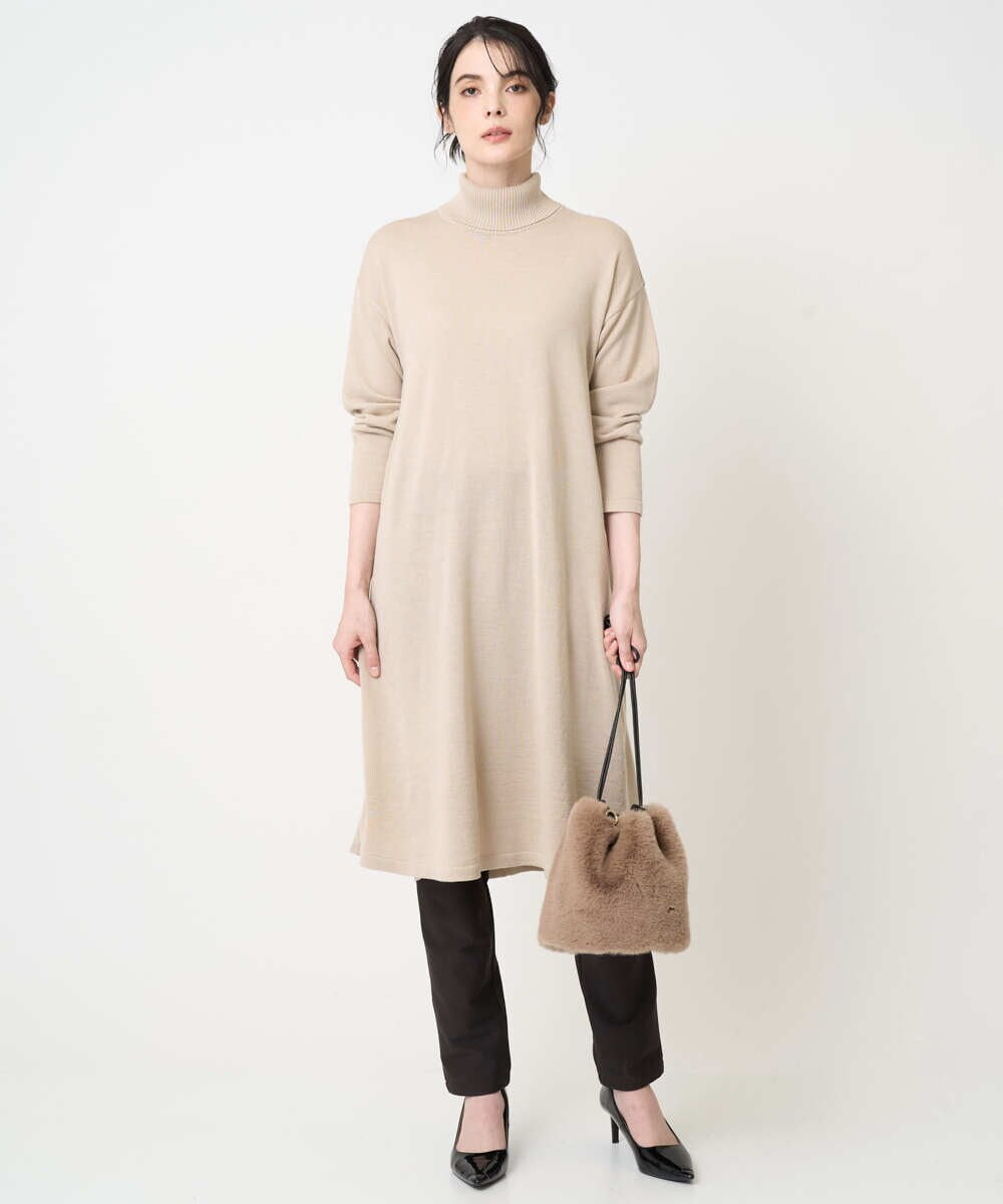 PRFAB51490 CHRISTIAN AUJARD(クリスチャン・オジャール) タートルネックニットワンピース ベージュ