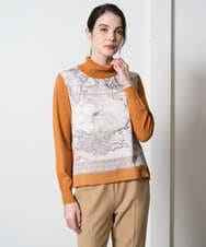 PRFAD32360 CHRISTIAN AUJARD(クリスチャン・オジャール) [アンサンブル対応]アートプリントドッキングニット ベージュ×オレンジ