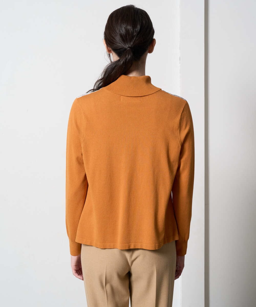 PRFAD32360 CHRISTIAN AUJARD(クリスチャン・オジャール) [アンサンブル対応]アートプリントドッキングニット ベージュ×オレンジ