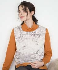 PRFAD32360 CHRISTIAN AUJARD(クリスチャン・オジャール) [アンサンブル対応]アートプリントドッキングニット ベージュ×オレンジ