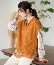 PRFAD33330 CHRISTIAN AUJARD(クリスチャン・オジャール) ホールガーメントニットベスト オレンジ