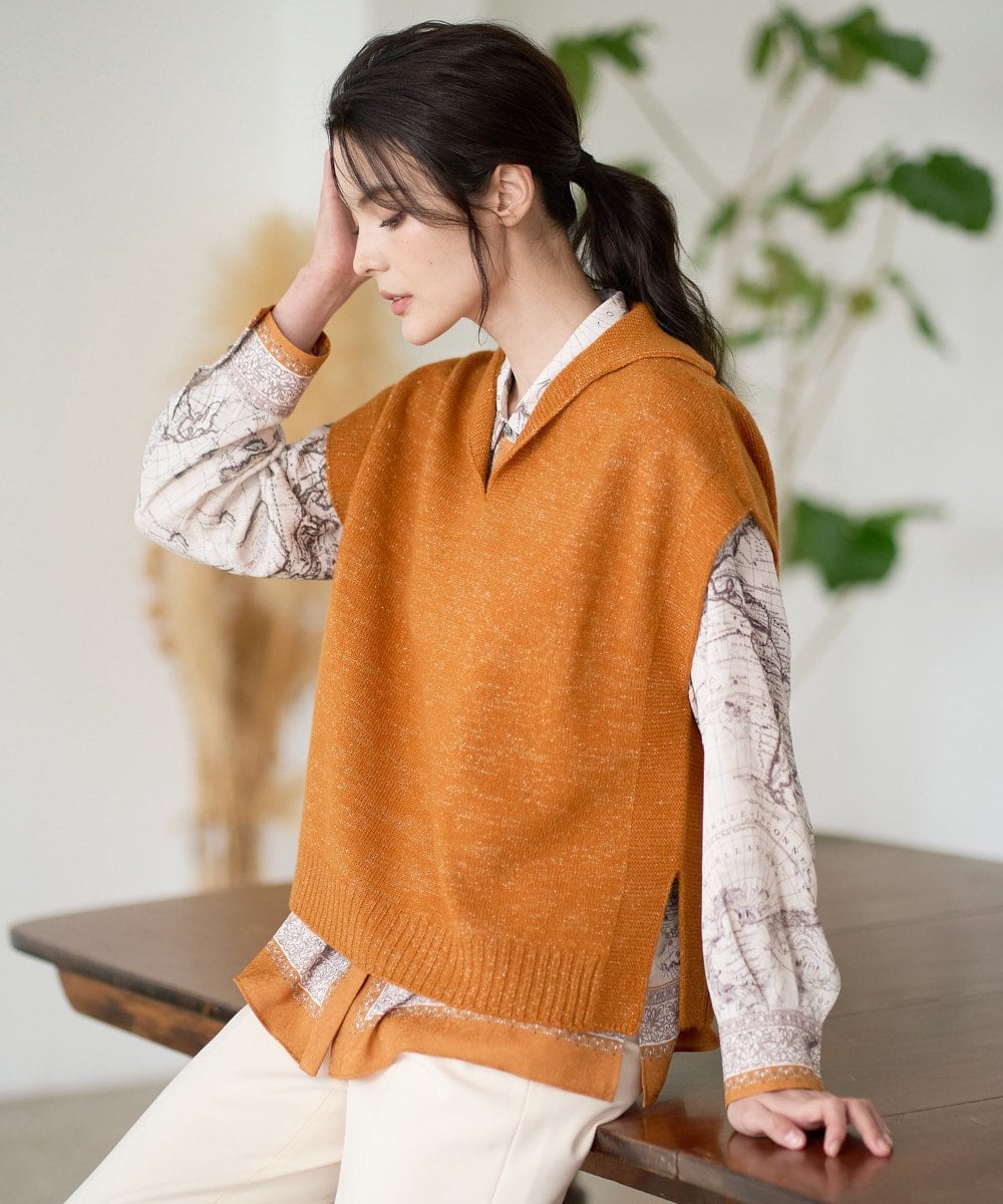 PRFAD33330 CHRISTIAN AUJARD(クリスチャン・オジャール) ホールガーメントニットベスト オレンジ