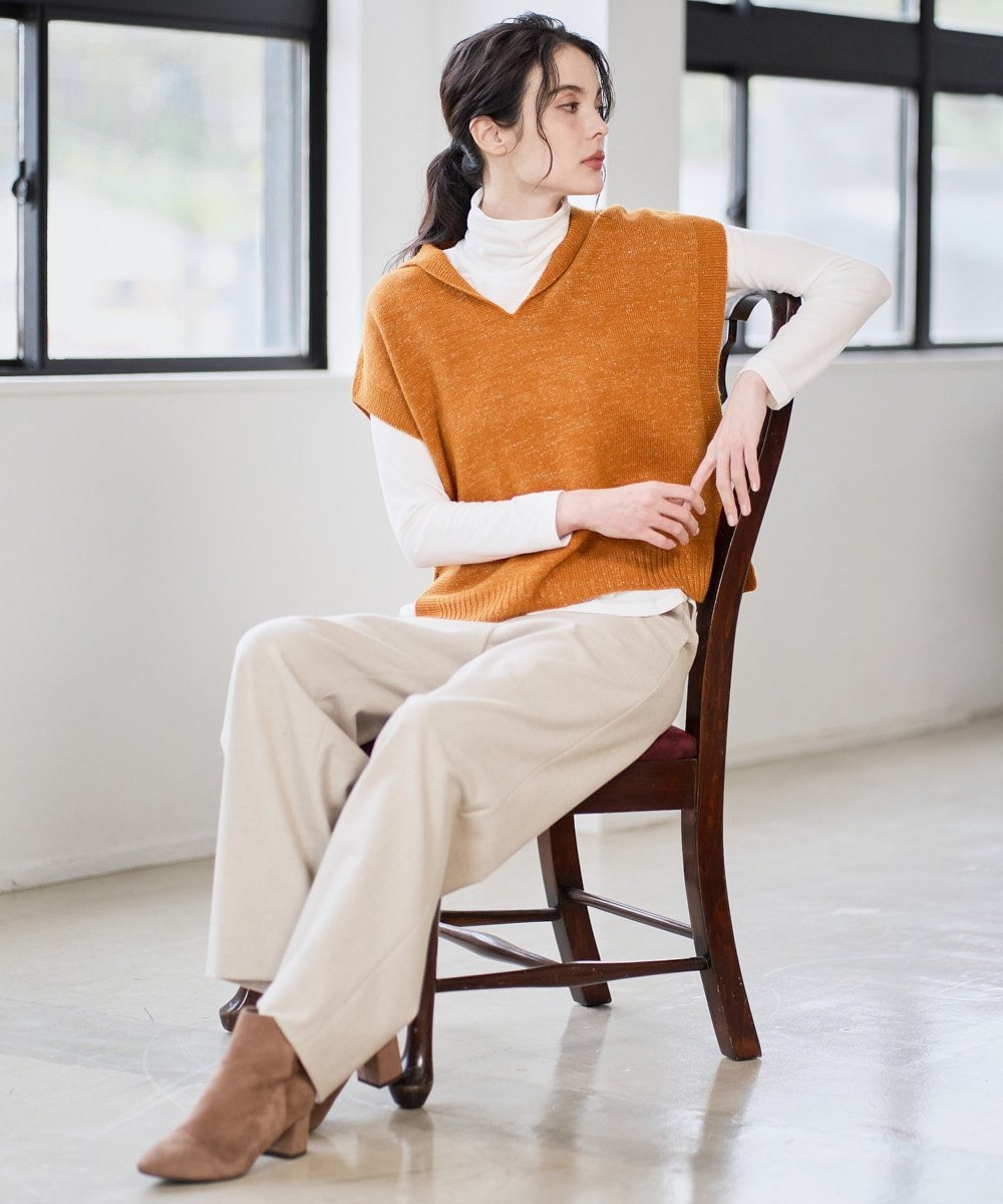 PRFAD33330 CHRISTIAN AUJARD(クリスチャン・オジャール) ホールガーメントニットベスト オレンジ