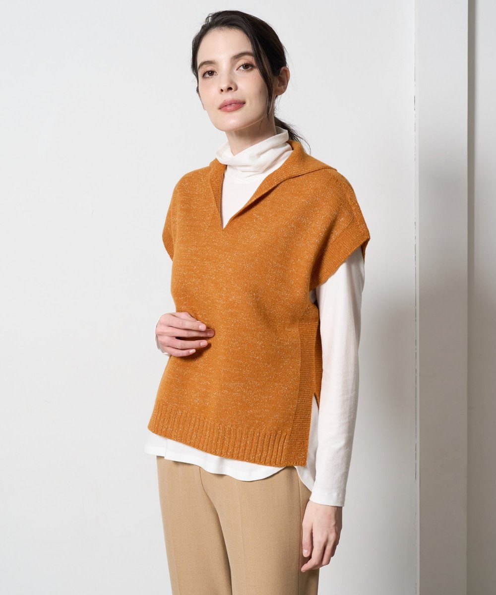 PRFAD33330 CHRISTIAN AUJARD(クリスチャン・オジャール) ホールガーメントニットベスト オレンジ