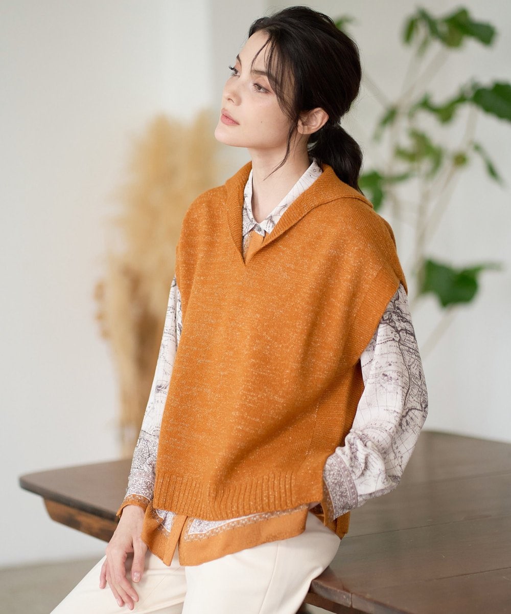 PRFAD33330 CHRISTIAN AUJARD(クリスチャン・オジャール) ホールガーメントニットベスト オレンジ