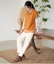 PRFAD33330 CHRISTIAN AUJARD(クリスチャン・オジャール) ホールガーメントニットベスト オレンジ