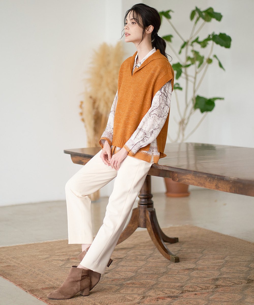 PRFAD33330 CHRISTIAN AUJARD(クリスチャン・オジャール) ホールガーメントニットベスト オレンジ