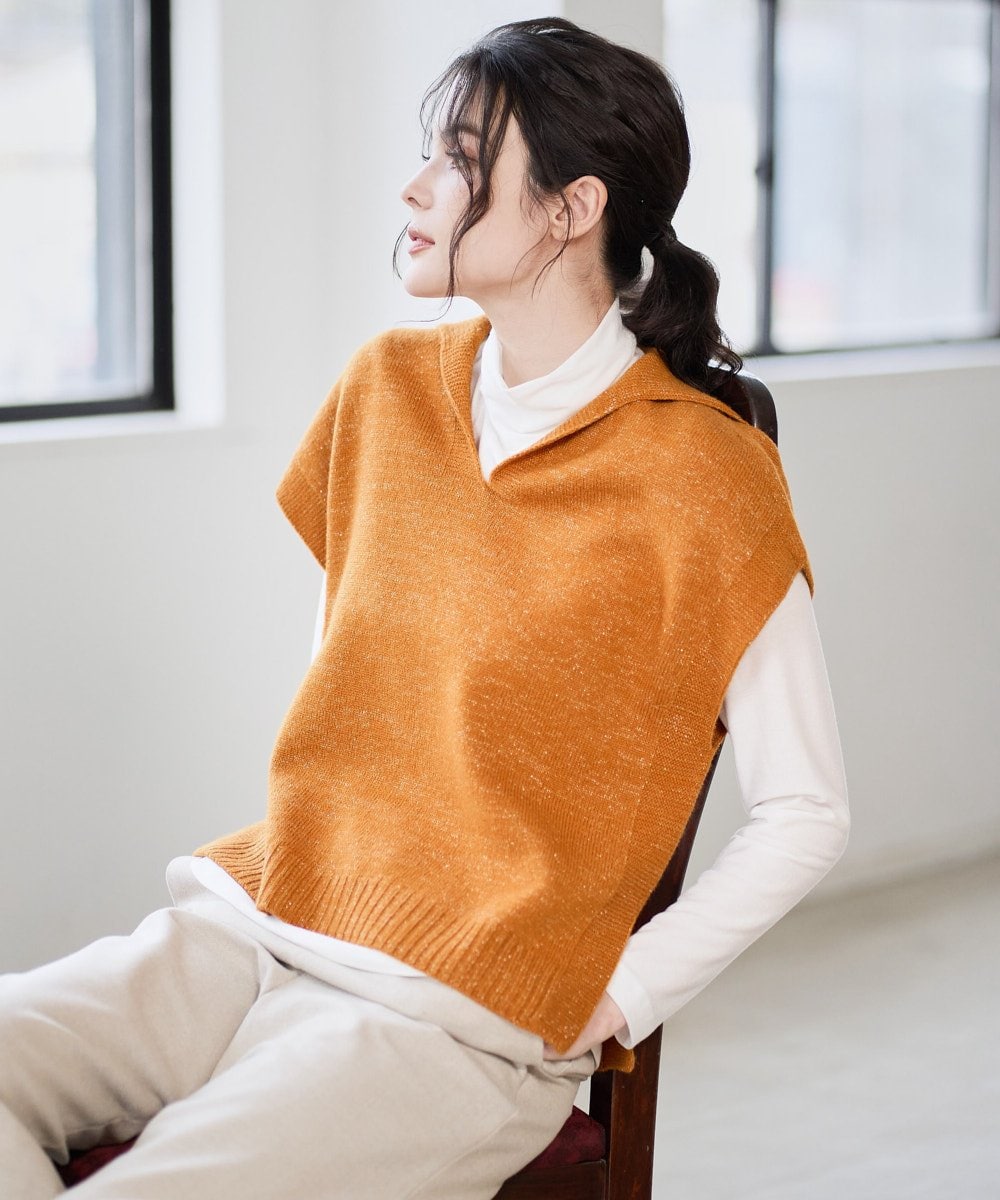 PRFAD33330 CHRISTIAN AUJARD(クリスチャン・オジャール) ホールガーメントニットベスト オレンジ