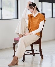 PRFAD33330 CHRISTIAN AUJARD(クリスチャン・オジャール) ホールガーメントニットベスト オレンジ