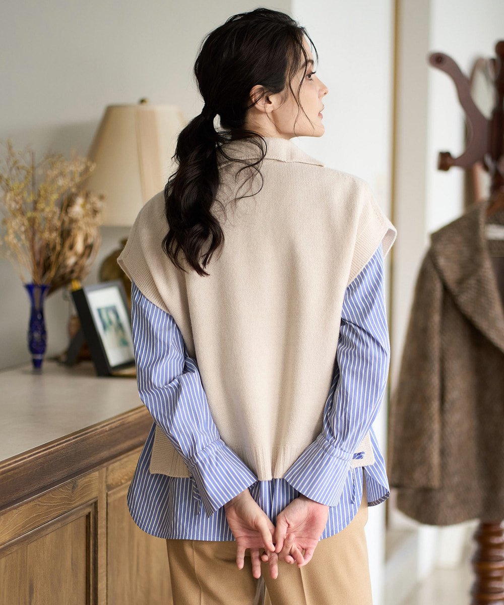 PRFAD33330 CHRISTIAN AUJARD(クリスチャン・オジャール) ホールガーメントニットベスト アイボリー