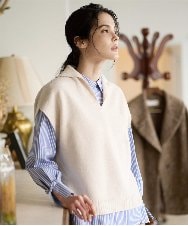 PRFAD33330 CHRISTIAN AUJARD(クリスチャン・オジャール) ホールガーメントニットベスト アイボリー